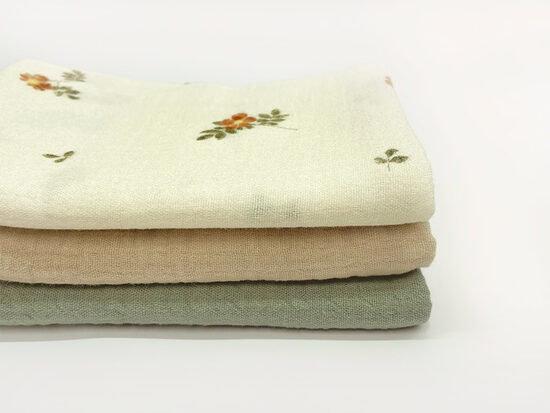 Muslīna dvielīšu komplekts, puķains, bēšs, zaļš
