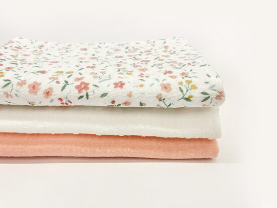 Muslīna dvielīšu komplekts, rozā, balts, puķains